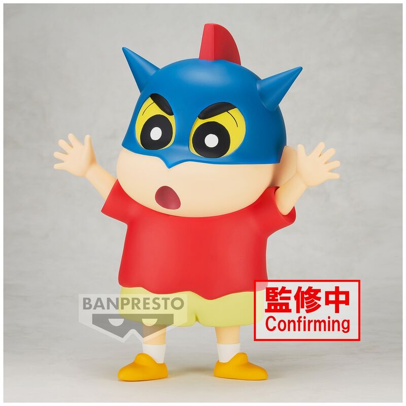 Détail rapproché de la tête de la figurine Crayon Shinchan Shinnosuke Big Softmates avec expressions faciales précises