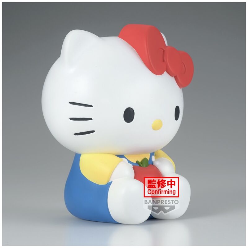 Gros plan sur le visage souriant de la figurine Hello Kitty Sofmates 11cm officielle