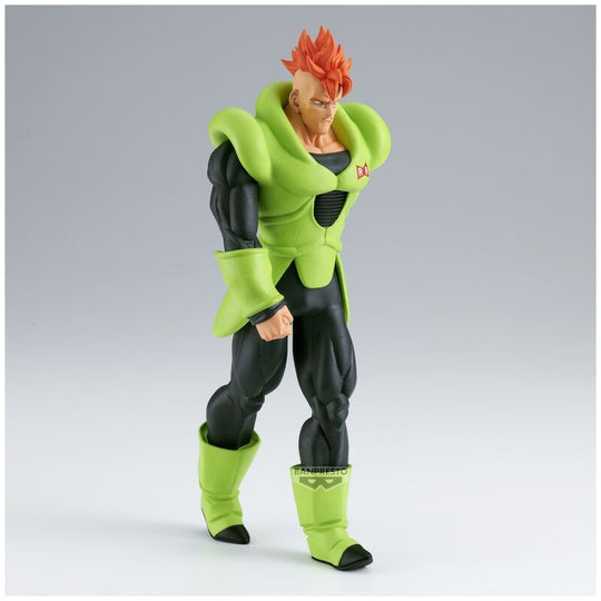 Vue arrière de la figurine Android 16 montrant les détails du dos et des articulations