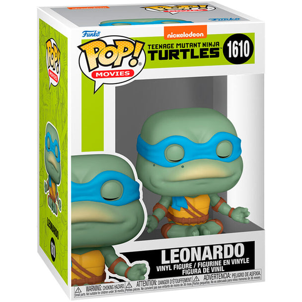 Vue de face de la figurine Funko POP Leonardo Teenage Mutant Ninja Turtles avec détails précis et couleurs vives