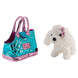 Vue latérale du sac Han Bag PERLETTI avec peluche chien Didi, mettant en avant la taille compacte de 28cm.
