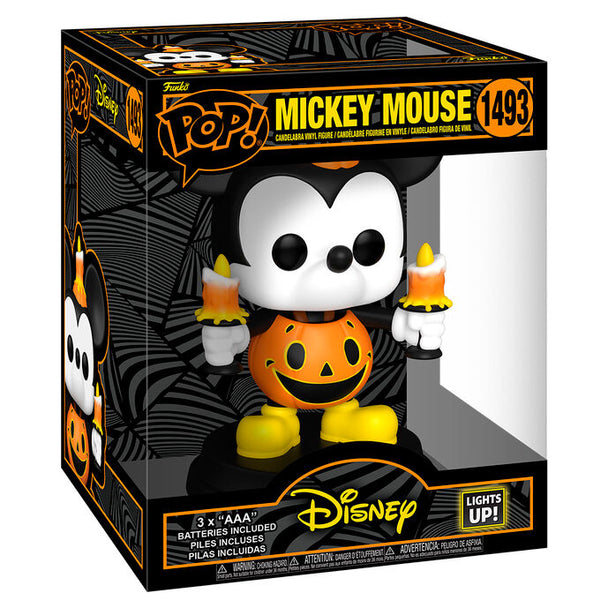 Figurine POP FUNKO Mickey Mouse Halloween en costume de citrouille, vue de face sur fond blanc