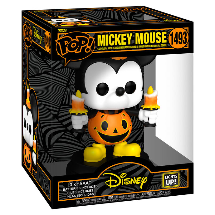 Figurine POP FUNKO Mickey Mouse Halloween en costume de citrouille, vue de face sur fond blanc