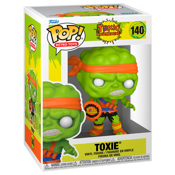 Figurine Funko POP Toxie des Toxic Crusaders en vinyle de 9 cm avec boîte cadeau visible