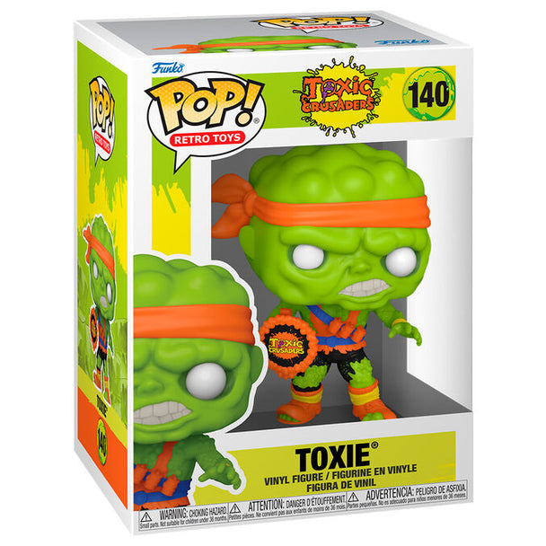 Figurine Funko POP Toxie des Toxic Crusaders en vinyle de 9 cm avec boîte cadeau visible