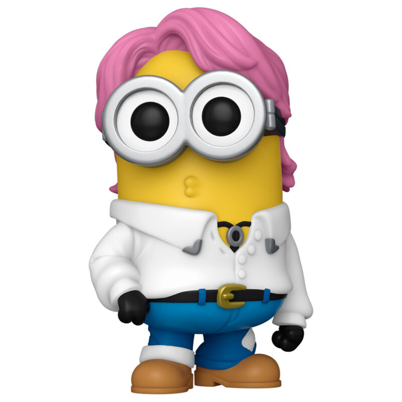 Vue rapprochée de la figurine Jin Minion Funko POP avec détails colorés et emballage