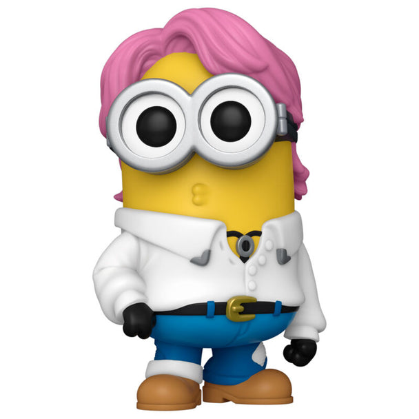 Vue rapprochée de la figurine Jin Minion Funko POP avec détails colorés et emballage