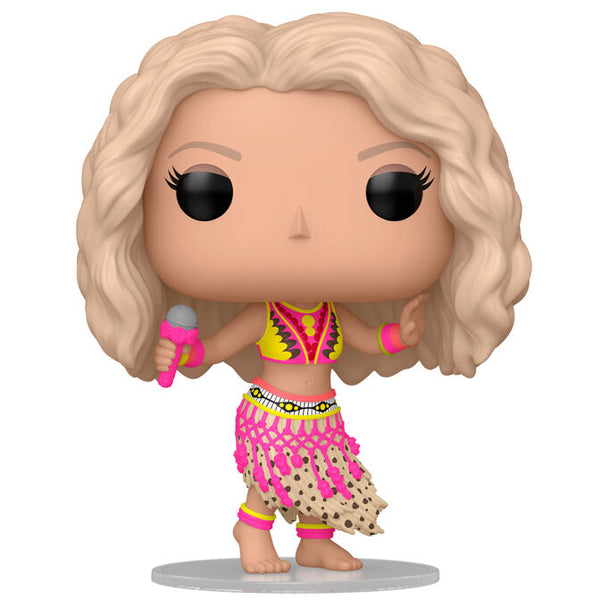 Vue rapprochée de la figurine Funko POP Shakira Waka Waka montrant les détails de la tenue