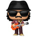 Vue rapprochée de la figurine Funko POP Carlos Santana mettant en valeur les couleurs et les traits du guitariste