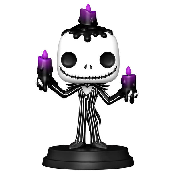 Zoom sur le visage expressif de la figurine Funko POP Nightmare Before Christmas avec ses couleurs vives