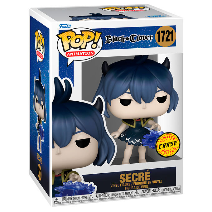Figurine Funko POP Black Clover Secre 5 + 1 Chase posée sur une étagère de collection
