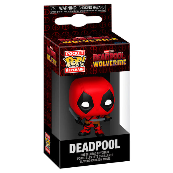 Porte-clés FUNKO Pocket POP Marvel représentant Wolverine en costume jaune et bleu avec griffes visibles