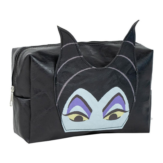 Vanity case Disney Villains Maléfique en cuir synthétique noir avec illustration détaillée de Maléfique sur le devant
