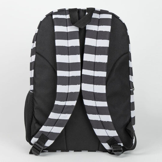 Vue latérale du sac à dos CERDÁ montrant les bretelles ajustables et la texture du tissu noir