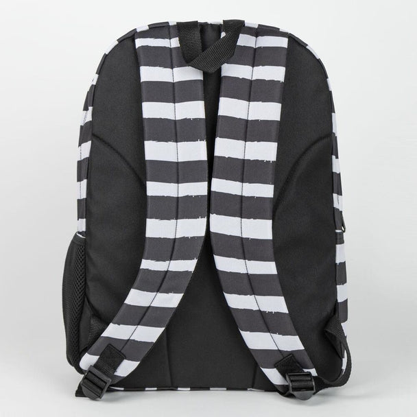 Vue latérale du sac à dos CERDÁ montrant les bretelles ajustables et la texture du tissu noir