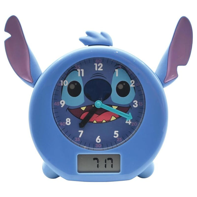 Réveil éducatif Disney Stitch avec horloge digitale et boutons de contrôle visibles