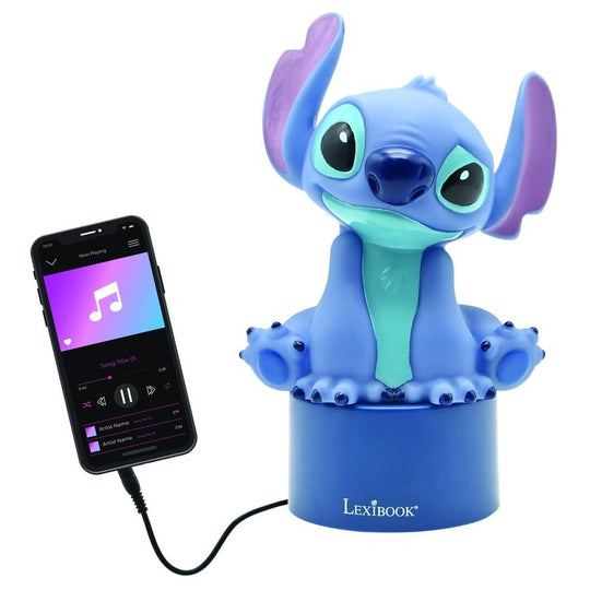 Veilleuse Stitch avec haut-parleur intégré et câble jack audio pour écouter de la musique