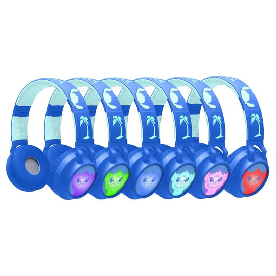 Casque sans fil Disney Stitch avec câble audio détachable et carte Micro SD insérée