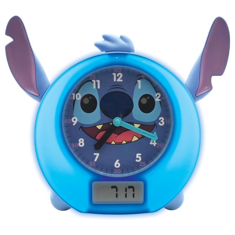 Affichage lumineux de l'horloge avec indication du mode sleep trainer Disney Stitch