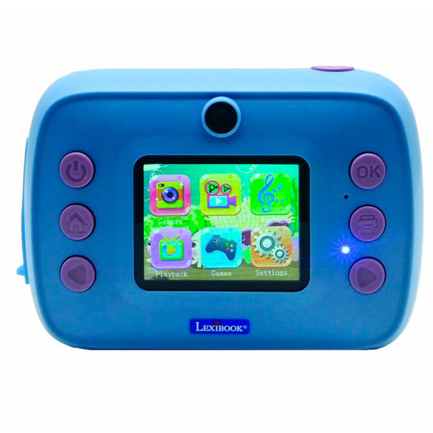 Vue de face de la caméra instantanée avec écran LCD 2 pouces affichant une photo colorée