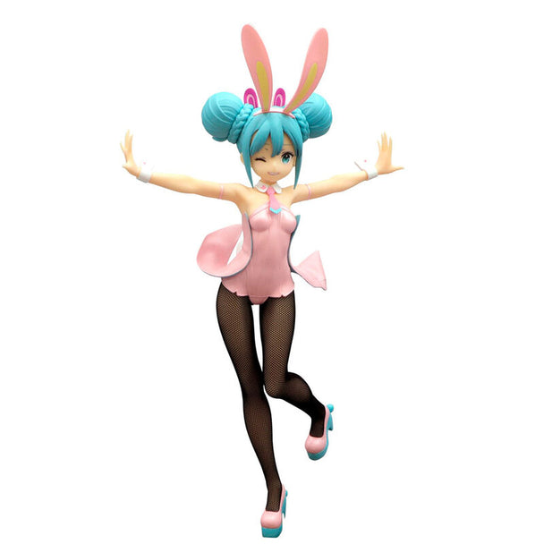 Figurine Hatsune Miku Bicute Bunnies 30cm en pearl rose de face avec un clin d'œil charmant