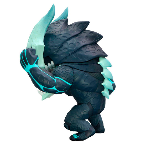 Profil latéral de la figurine Kaiju No. 8 Toonize montrant la posture dynamique et les textures