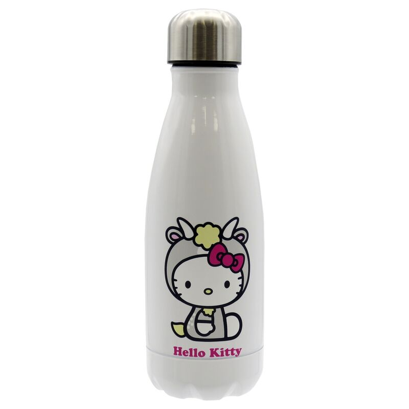 Bouteille Hello Kitty Capricorne en acier inoxydable 550ml avec bouchon hermétique, design élégant et compact.