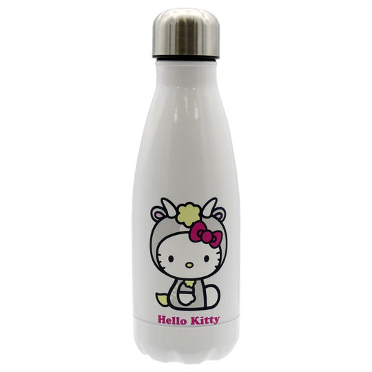 Bouteille Hello Kitty Capricorne en acier inoxydable 550ml avec bouchon hermétique, design élégant et compact.