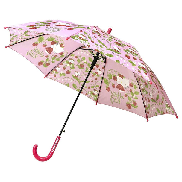 Parapluie automatique Hello Kitty 48cm avec armature en fibre de verre et diamètre de 71cm, résistant au vent.