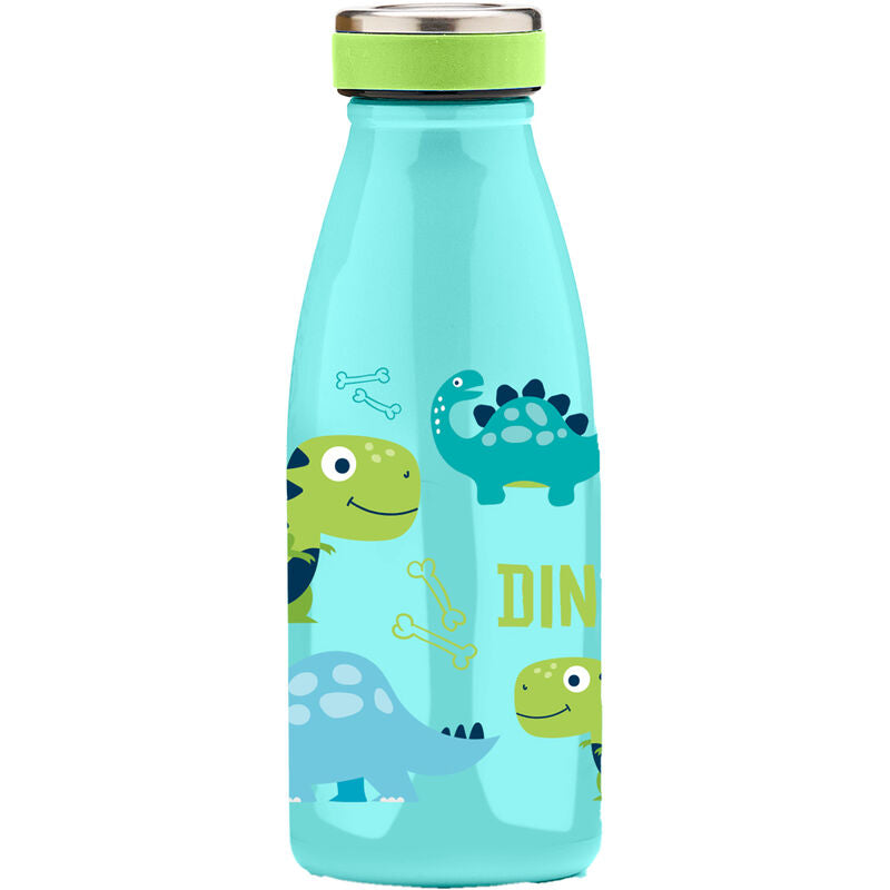 Gourde isotherme Water Revolution Dino 350ml avec design dinosaure coloré, idéale pour enfants.