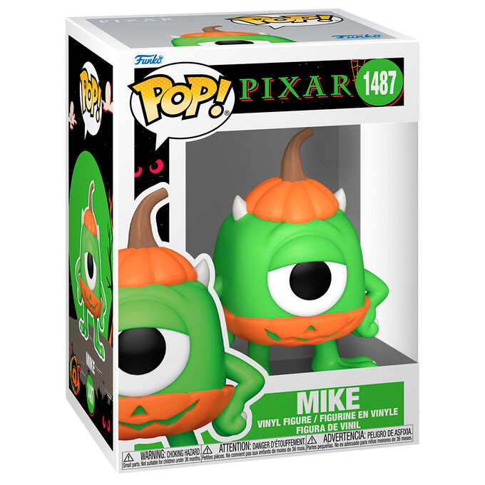 Figurine Funko POP Mike Wazowski Disney Pixar vue de face avec boîte cadeau transparente