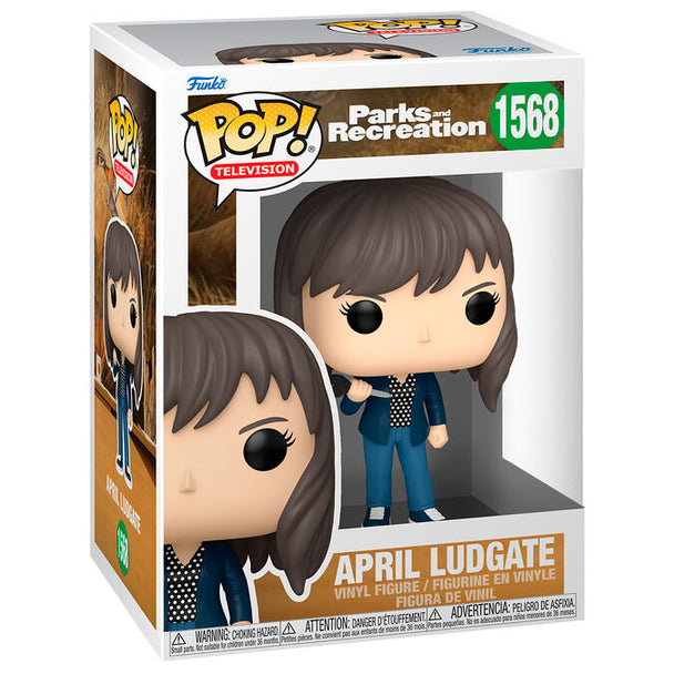 Figurine Funko POP April Ludgate de Parks and Recreation en vinyle, hauteur 9 cm, présentée dans sa boîte cadeau originale.