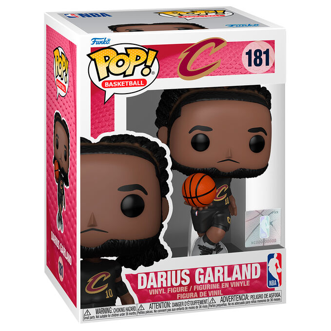 Figurine Funko POP de Darius Garland en vinyle de 9cm avec détails précis et couleurs vives, présentée dans sa boîte cadeau officielle.
