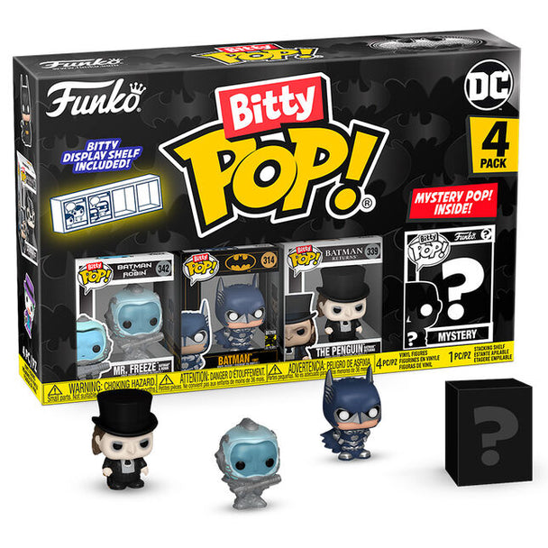 Blister de 4 figures Bitty POP DC Comics Batman 85e Anniversaire avec Mr. Freeze sous protection acrylique