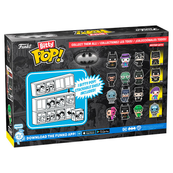 Zoom sur la figurine Selina Kyle Bitty POP du blister Batman 85e anniversaire, socle acrylique détachable