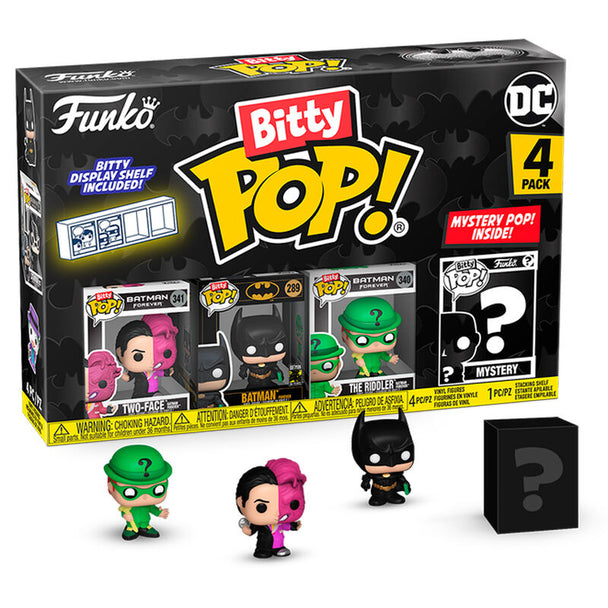 Blister de 4 figurines Bitty POP FUNKO Batman Two-Face édition 85e anniversaire avec boîtier en acrylique rigide.