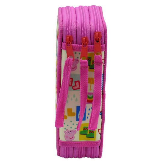 Vue rapprochée des 16 crayons de couleur inclus dans la trousse Peppa Pig