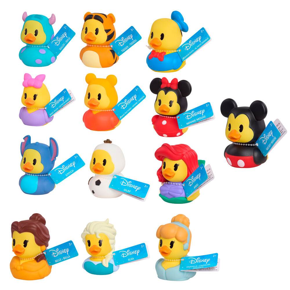 Canard en caoutchouc Disney jaune vif avec chapeau rouge, vue de face