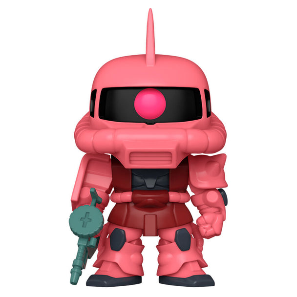 Figurine POP FUNKO du Mobile Suit Gundam MS-06S Char's Zaku II en pose dynamique avec détails rouges et noirs