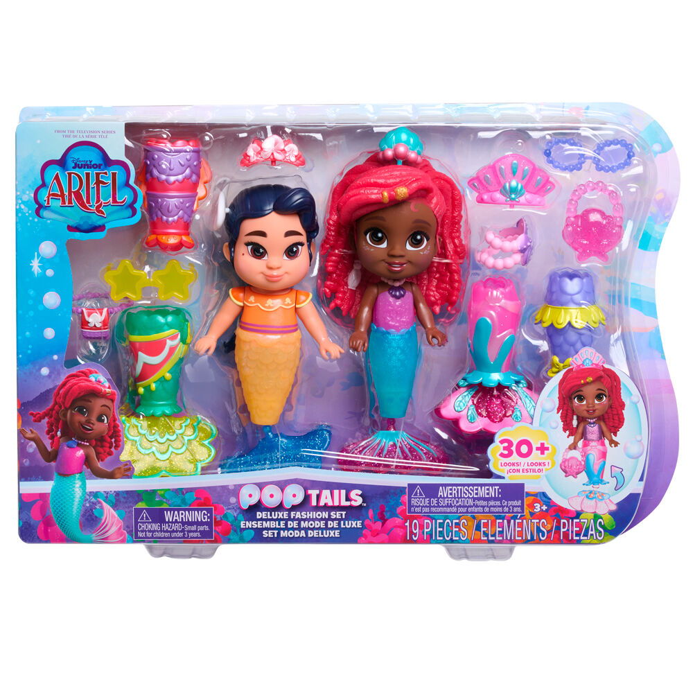 Ensemble Ariel et Lucia de JUST PLAY, présenté côte à côte sur surface claire.