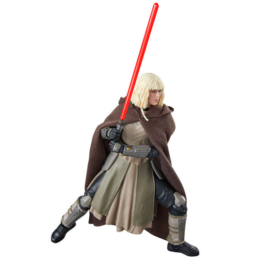 Photo de la figurine Ahsoka en position dynamique avec accessoires