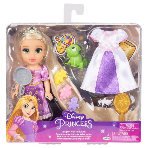 Poupée Raiponce Disney 15 cm articulée de face avec robe violette détaillée