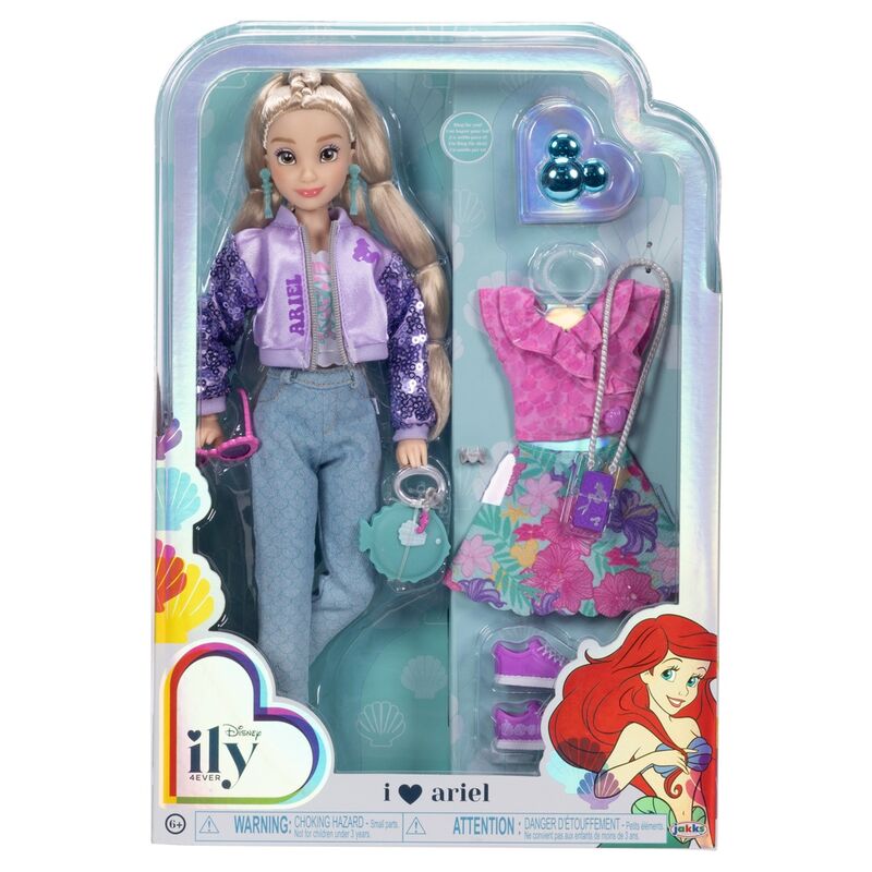 Poupée Ariel La Petite Sirène de 28 cm en tenue fashion colorée vue de face