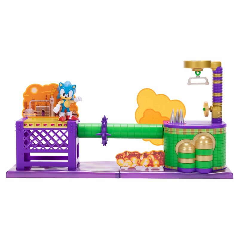 Zoom sur les couleurs vives et le design du playset Sonic the Hedgehog Oil Ocean