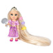 Poupée Raiponce Disney 15 cm en position dynamique montrant sa longue chevelure blonde