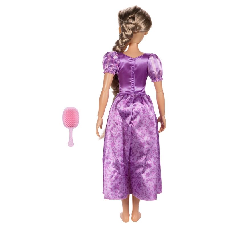Vue latérale de la poupée Raiponce Disney 80cm mettant en valeur sa finition de qualité
