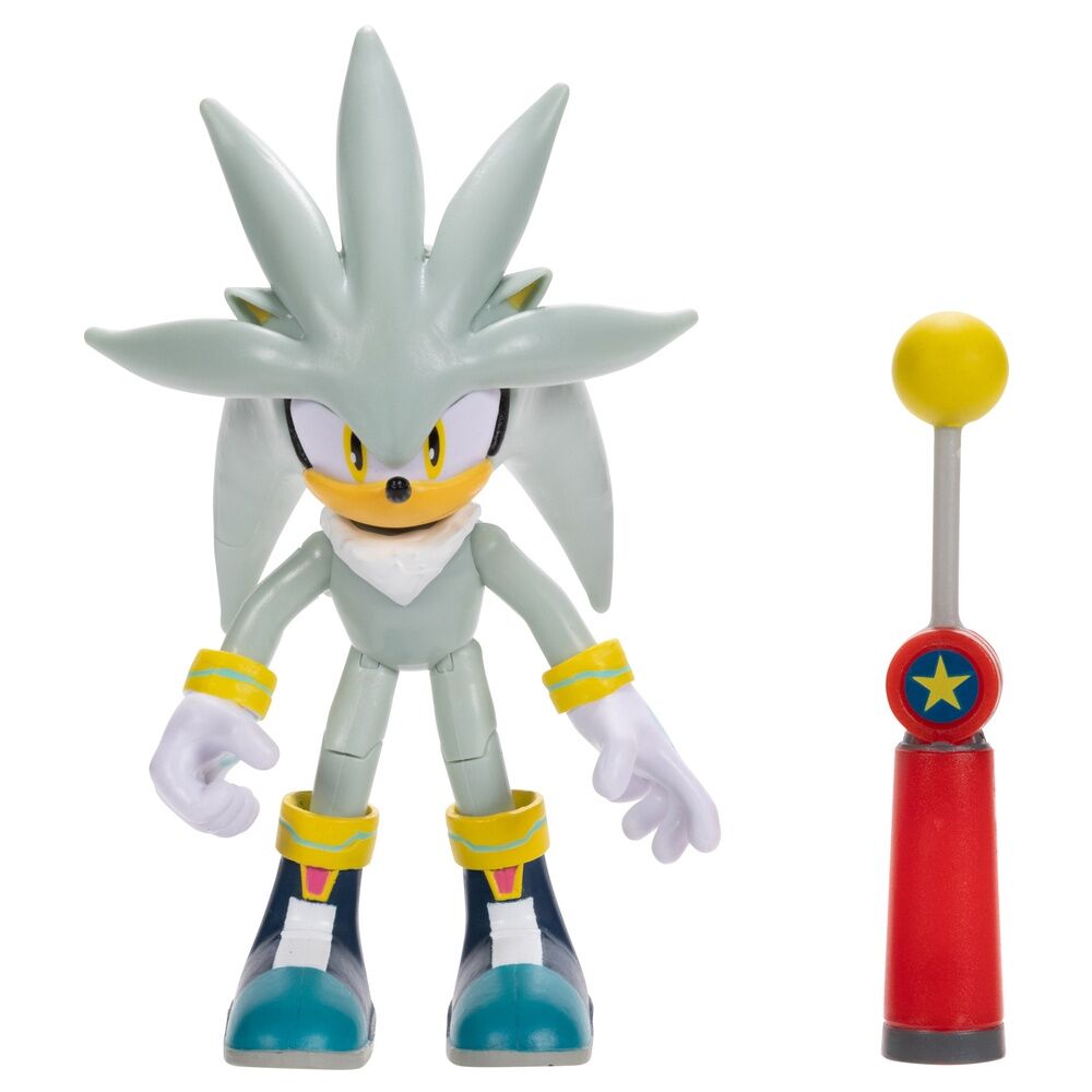 Sonic the Hedgehog articulé 10cm avec bras levés, illustrant la flexibilité des articulations
