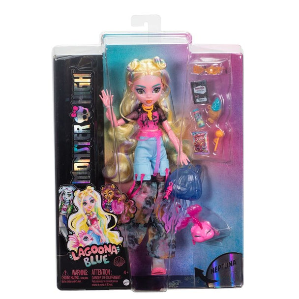 Poupée Lagoona Blue Monster High articulée avec tenue bleue et accessoires