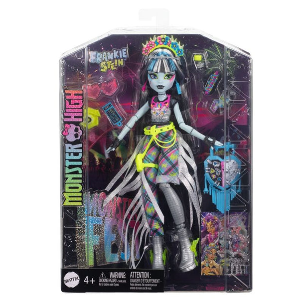 Poupée Frankie Stein Monster Party habillée d'une tenue glamour Monster Fest avec accessoires colorés