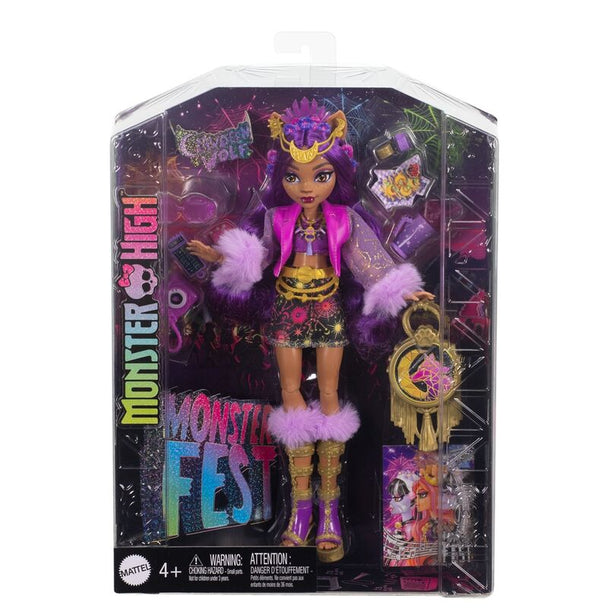 Poupée Clawdeen Wolf Monster High en tenue Monster Party colorée et festive